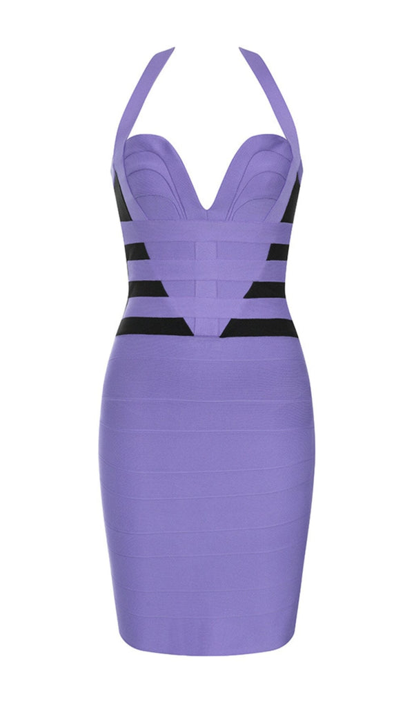 HALTER BANDAGE MINI DRESS IN LAVENDER DRESS STYLE OF CB 