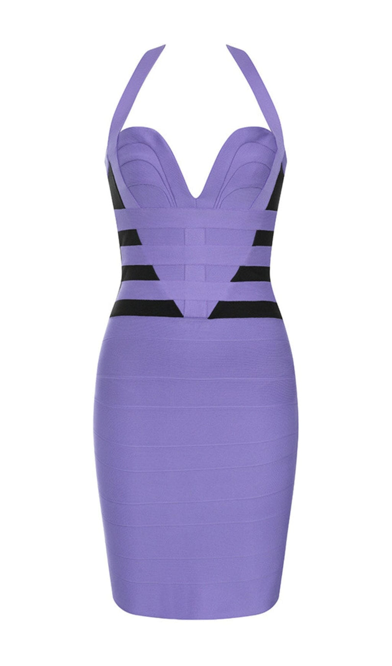 HALTER BANDAGE MINI DRESS IN LAVENDER DRESS STYLE OF CB 