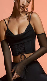 HALTER COREST TOP IN BLACK DRESS styleofcb 