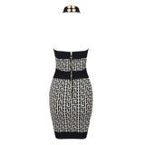 HALTER MONOGRAM MINI DRESS IN MIXED COLOURS DRESS styleofcb 
