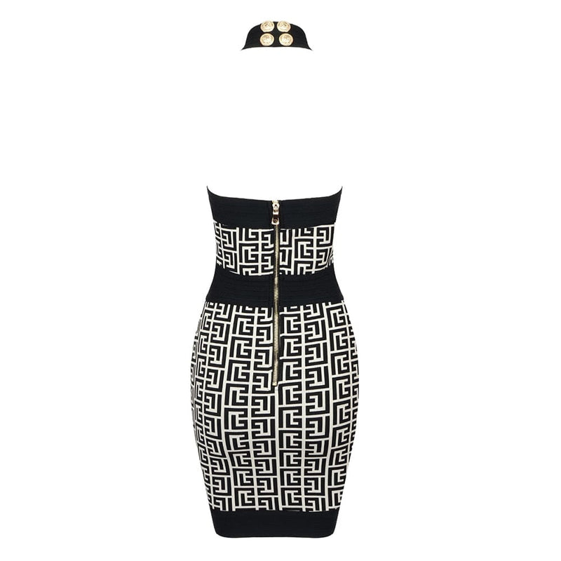 HALTER MONOGRAM MINI DRESS IN MIXED COLOURS DRESS styleofcb 