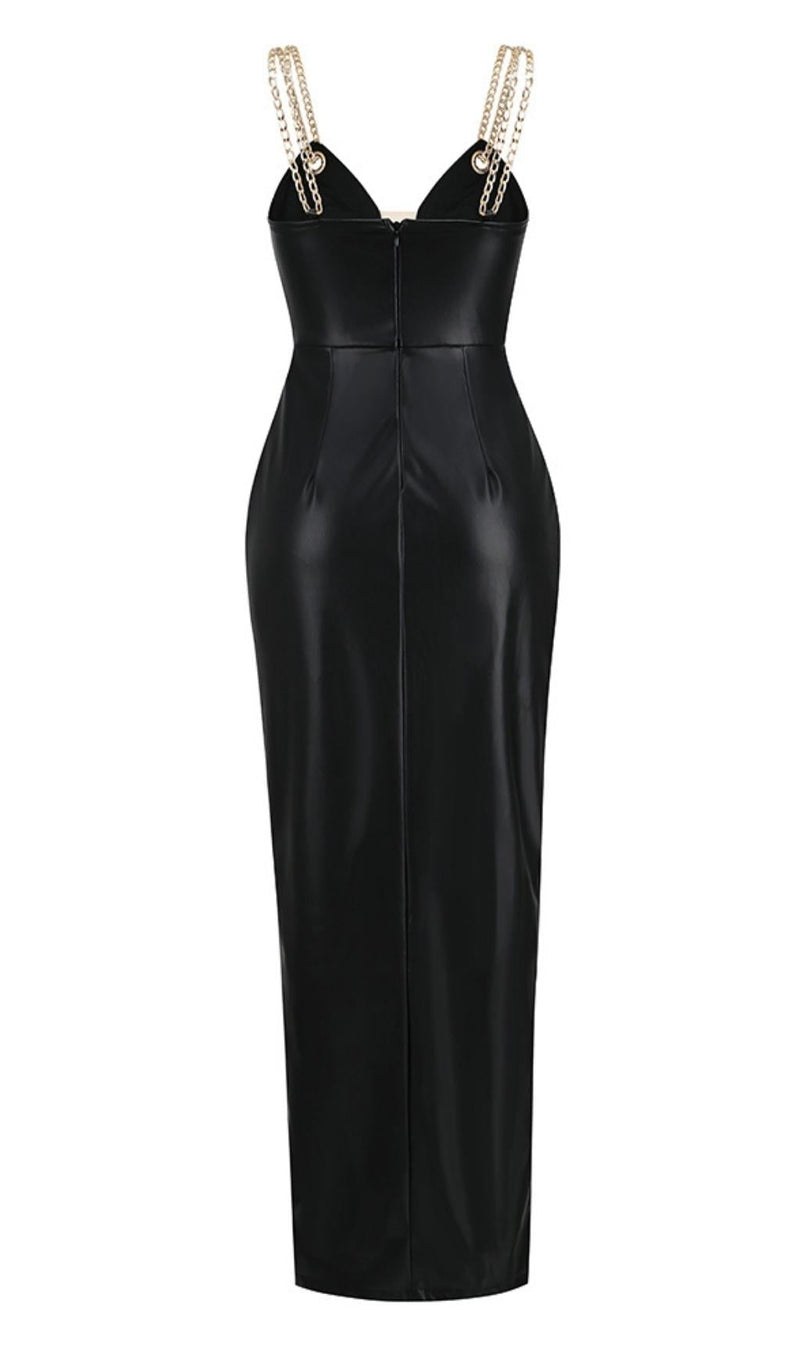 HIGH SLIT DEEP V MIDI DRESS IN BLACK Dresses styleofcb 