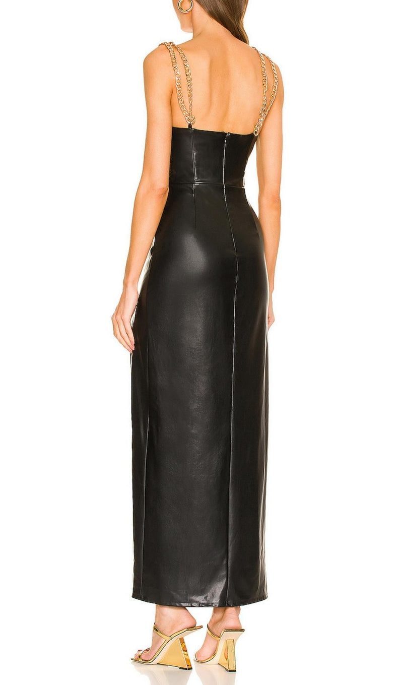 HIGH SLIT DEEP V MIDI DRESS IN BLACK Dresses styleofcb 