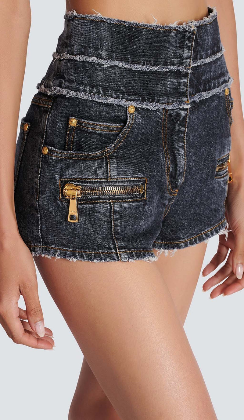 HIGH-WAISTED FADED DENIM TWO PIECES SET DRESS STYLE OF CB 