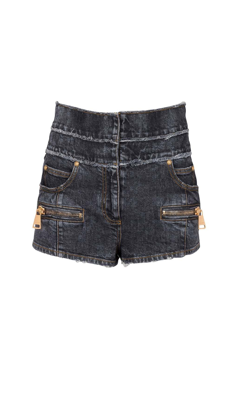 HIGH-WAISTED FADED DENIM TWO PIECES SET DRESS STYLE OF CB 