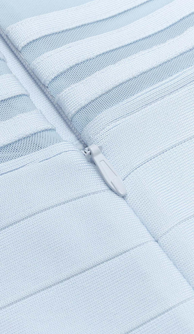 HIGH NECK MESH MIDI DRESS IN LIGHT BLUE DRESS STYLE OF CB 