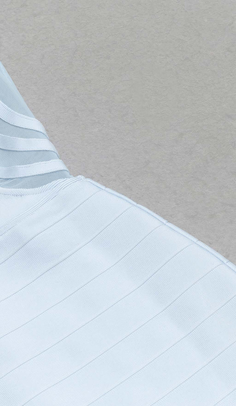 HIGH NECK MESH MIDI DRESS IN LIGHT BLUE DRESS STYLE OF CB 