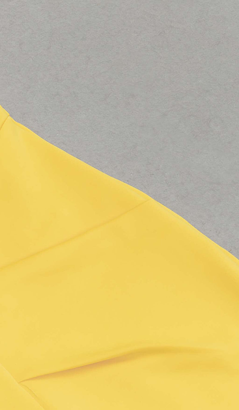 HIP WRAP BANDAGE MIDI DRESS IN YELLOW DRESS STYLE OF CB 