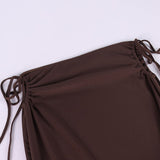 HIP WRAP MIDI SKIRT IN BROWN DRESS styleofcb 
