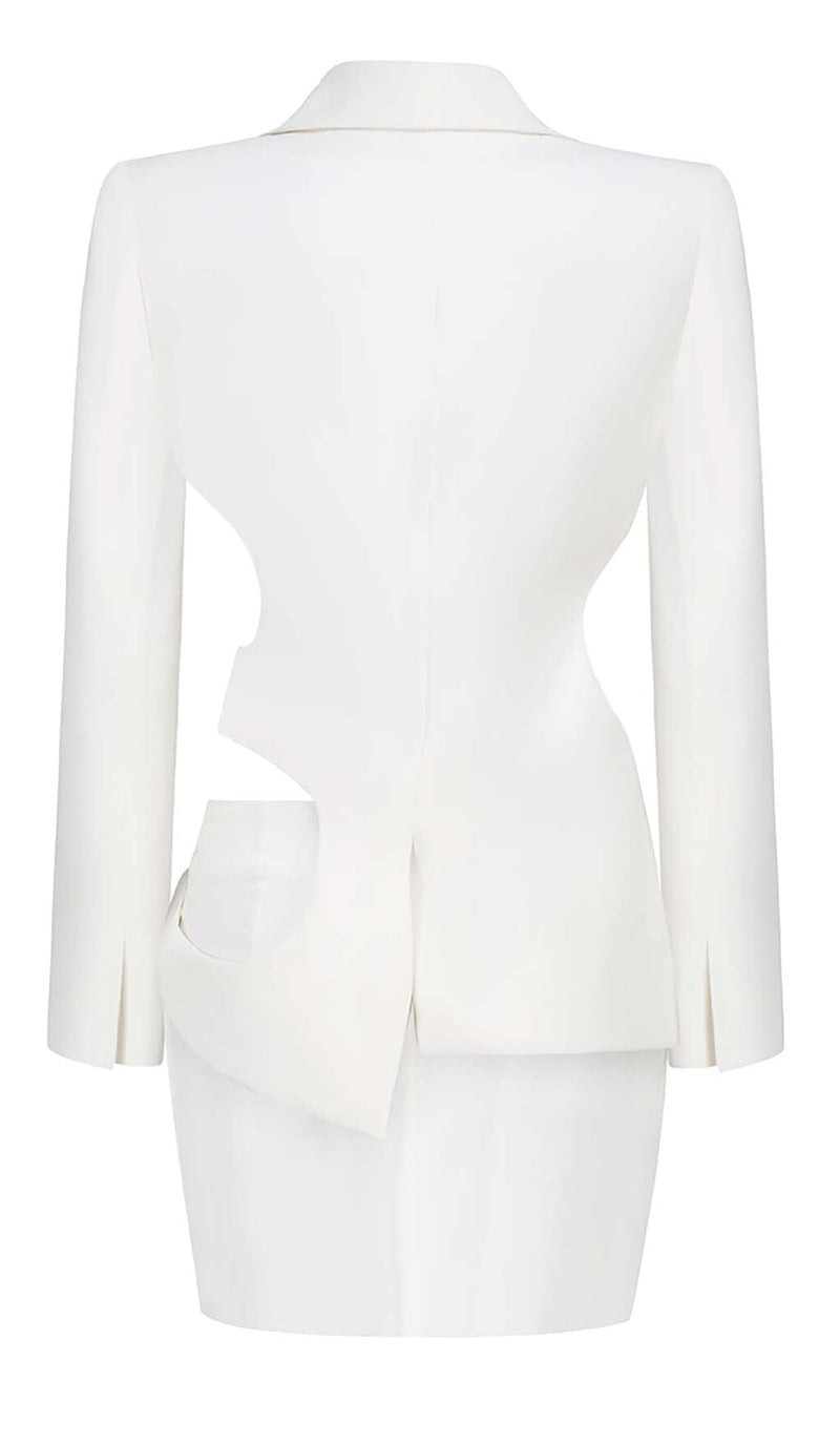 HOLLOW OUT LONG SLEEVE JACKET TOP AND SHORT SKIRT DRESS STYLE OF CB 