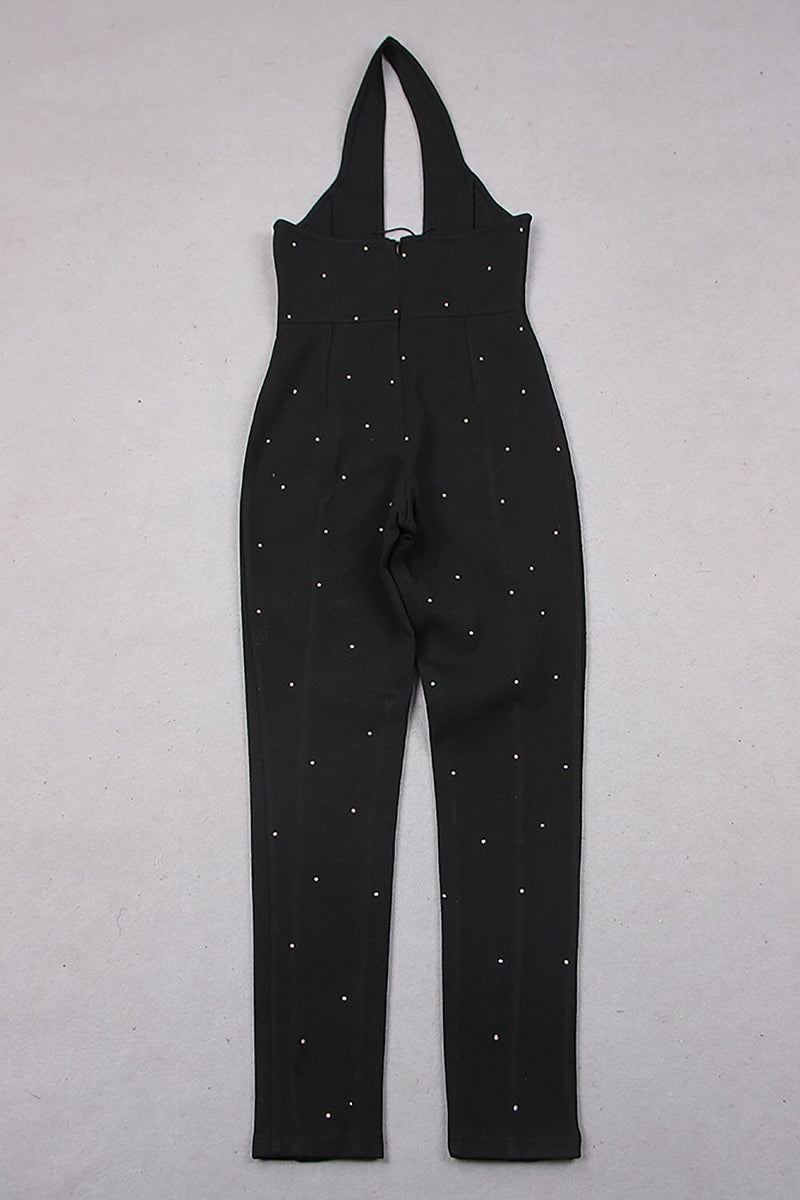 HALTER NECK CRYSTAL BACKLESS JUMPSUITS BODYSUITS & JUMPSUITS styleofcb 