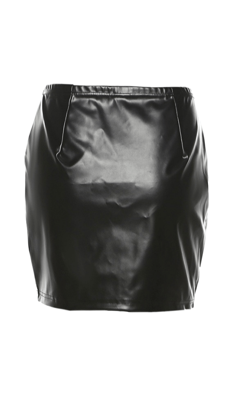 High waist contrast leather skirt styleofcb 