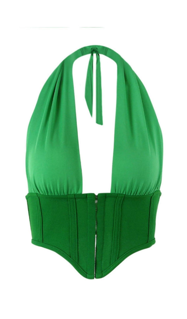 HALTER TOPS IN GREEN Shirts & Tops styleofcb 
