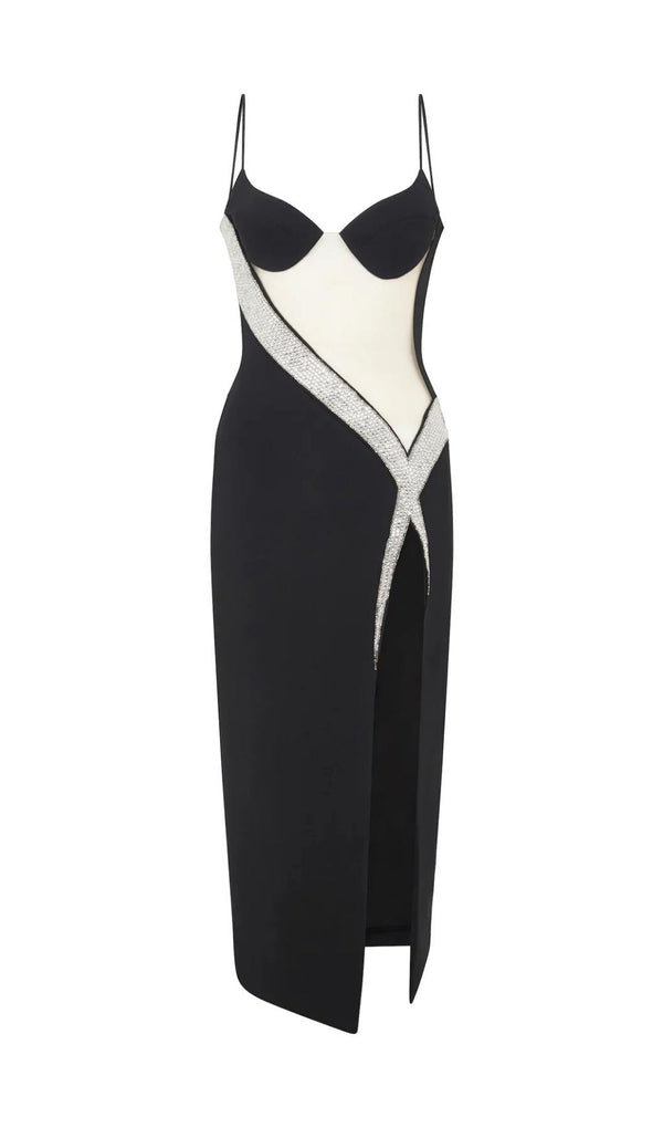 MESH BANDAGE SLIPT MIDI DRESS IN BLACK Dresses styleofcb 