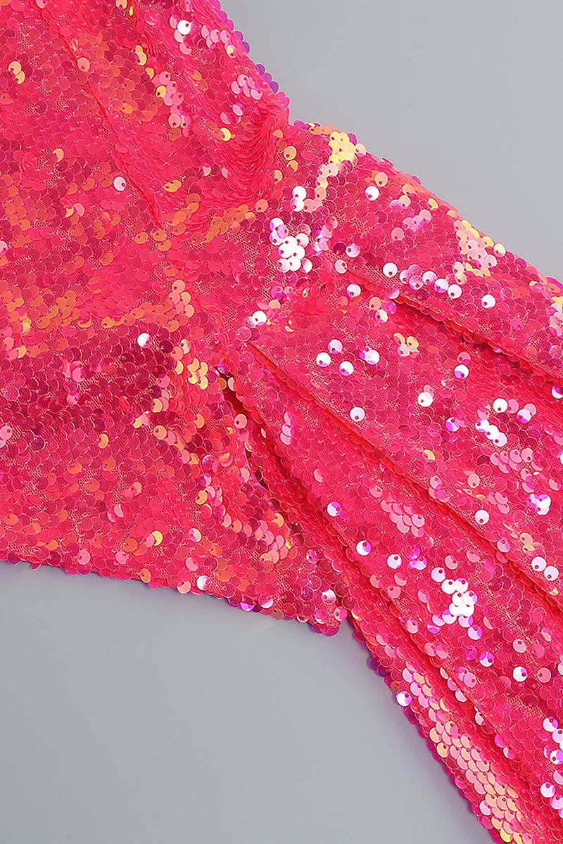 HOT SEQUIN PINK TOP AND SKIRT TWO PIECE SET TOPS & SKIRTS styleofcb 