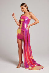 HOT SEQUIN PINK TOP AND SKIRT TWO PIECE SET TOPS & SKIRTS styleofcb 
