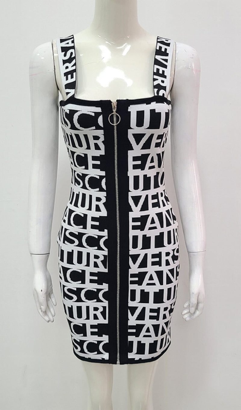 LETTERS SKINNY KNIT DRESS IN BLACK styleofcb 