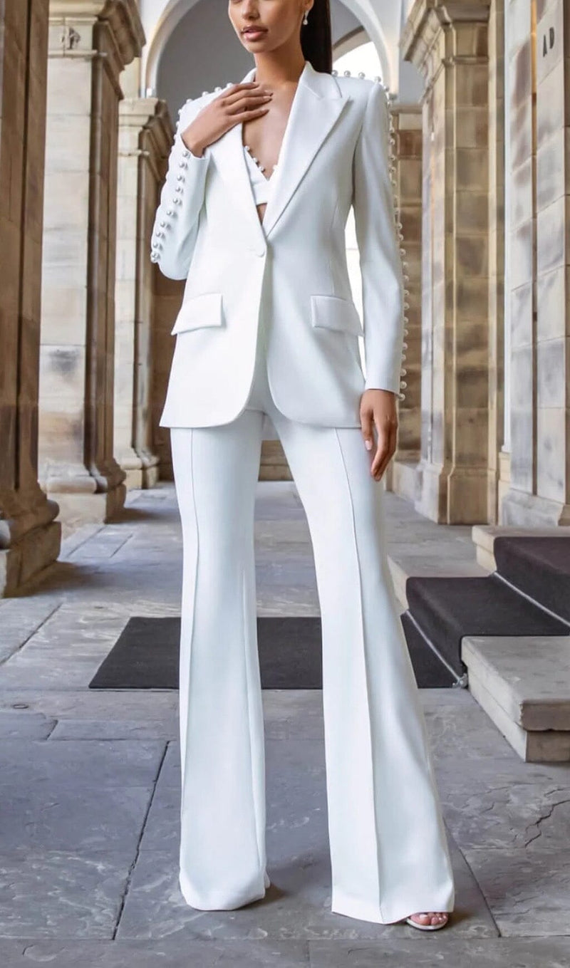 PEARL-DECORATED SUIT IN WHITE styleofcb 