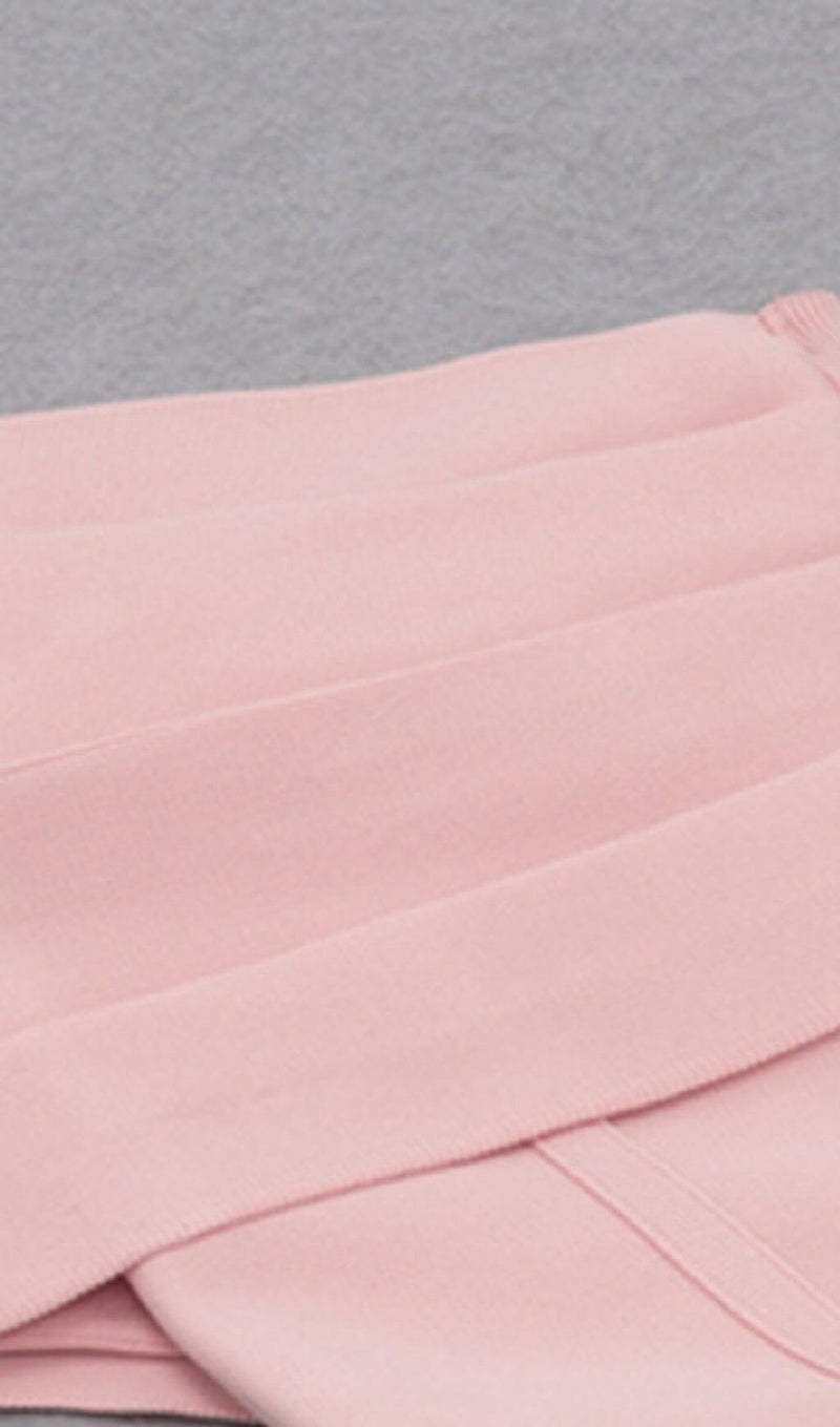 DEEP V SKINNY MIDI DRESS IN PINK styleofcb 