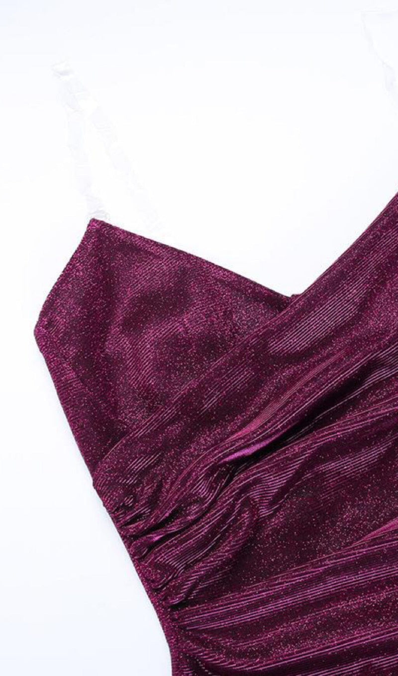 SHINY FISHTAIL MINI DRESS IN PURPLE styleofcb 