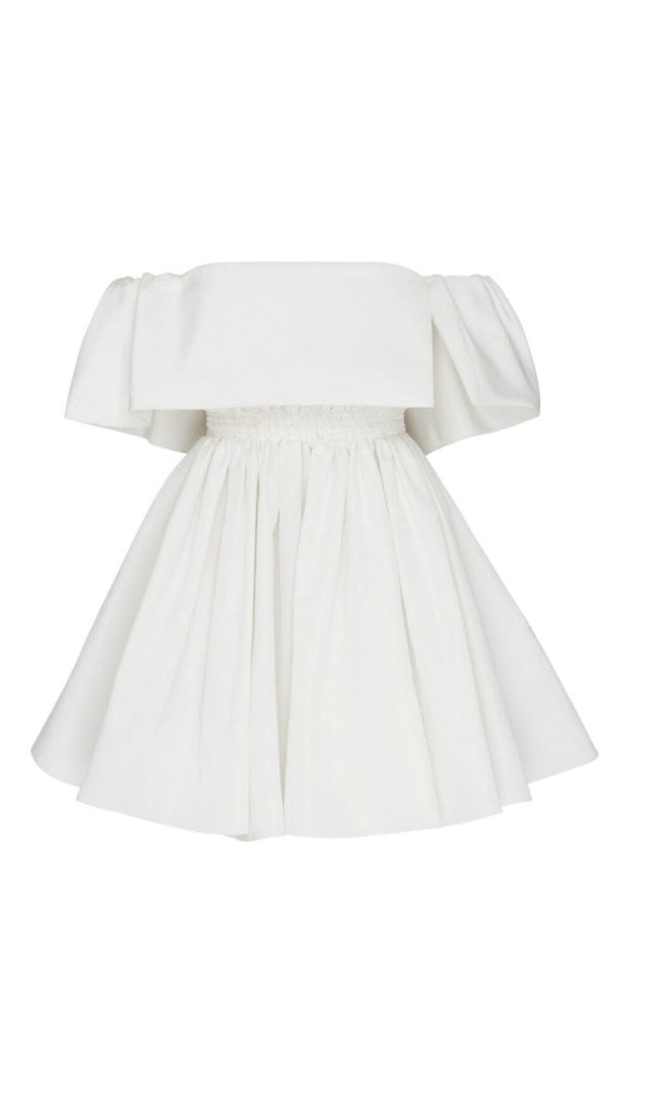 BANDEAU FLUFFY DRESS IN WHITE styleofcb 