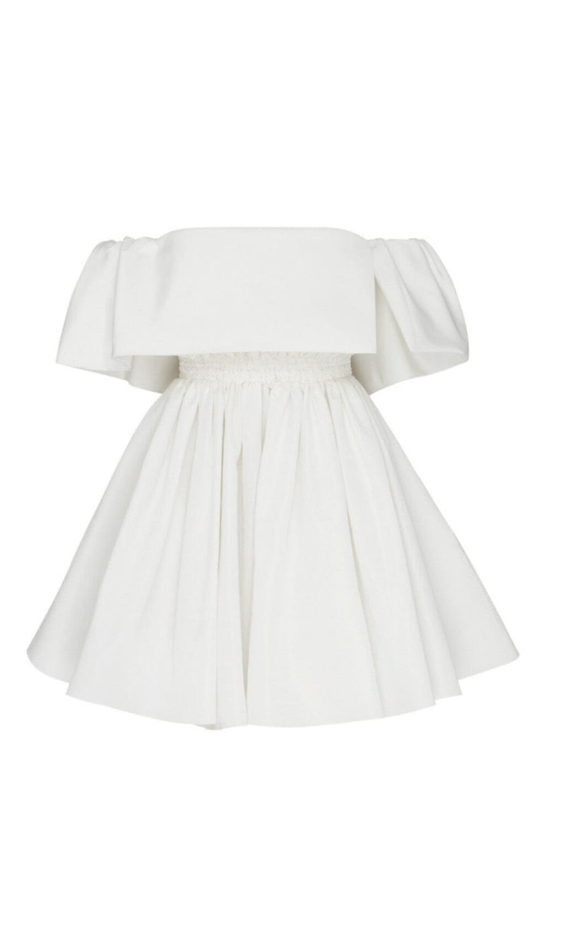 BANDEAU FLUFFY DRESS IN WHITE styleofcb 