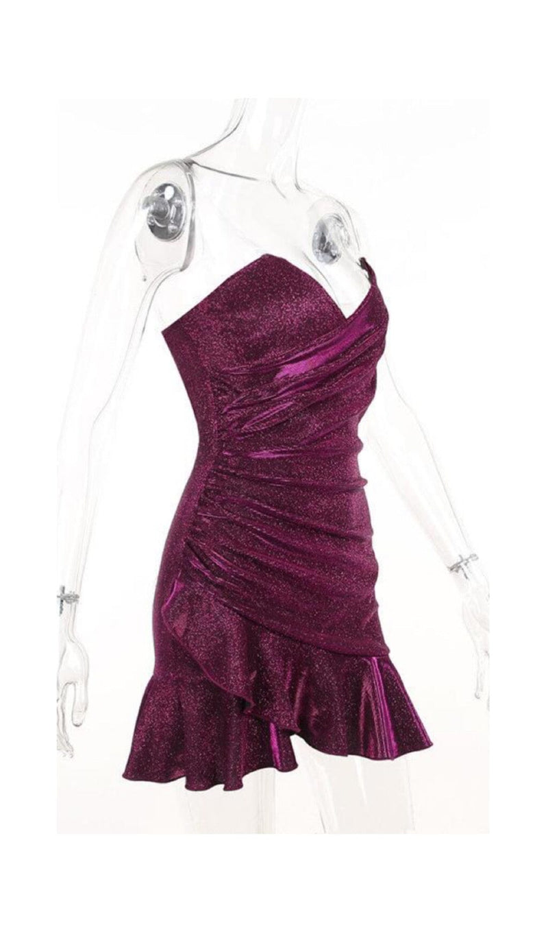 SHINY FISHTAIL MINI DRESS IN PURPLE styleofcb 