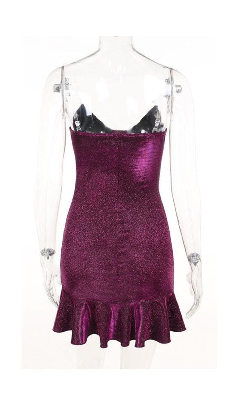 SHINY FISHTAIL MINI DRESS IN PURPLE styleofcb 