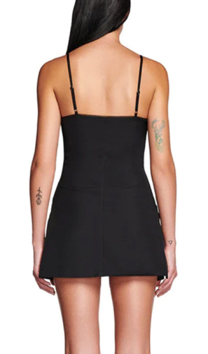FISHBONE SUSPENDER MINI DRESS IN BLACK styleofcb 