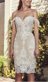  OFF SHOULDER LACE SHORT WEDDING DRESS IN APRICOT styleofcb 