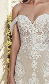  OFF SHOULDER LACE SHORT WEDDING DRESS IN APRICOT styleofcb 
