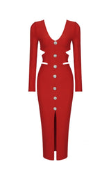 HOLLOW SLIM-FIT DRESS IN RED styleofcb 