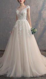 WHITE TRAILING LACE WEDDING DRESS styleofcb 