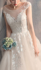 WHITE TRAILING LACE WEDDING DRESS styleofcb 
