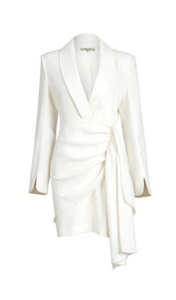 SUIT WRAP DRESS MINI DRESS IN WHITE styleofcb 