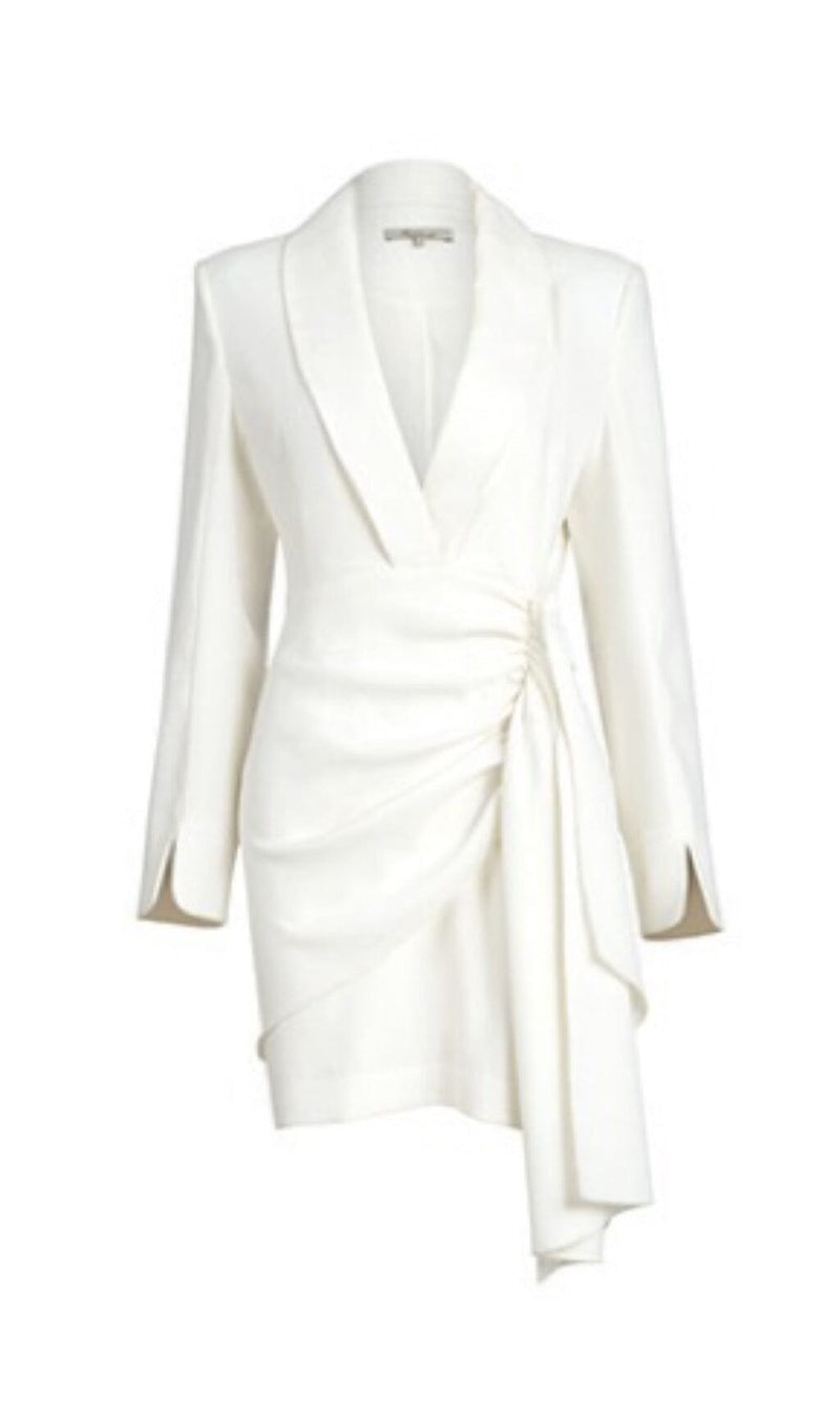 SUIT WRAP DRESS MINI DRESS IN WHITE styleofcb 