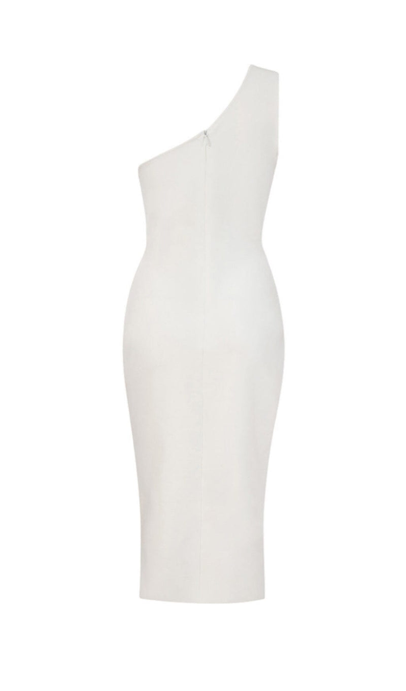 CROSS-SHOULDER CHAIN DRESS IN WHITE styleofcb 