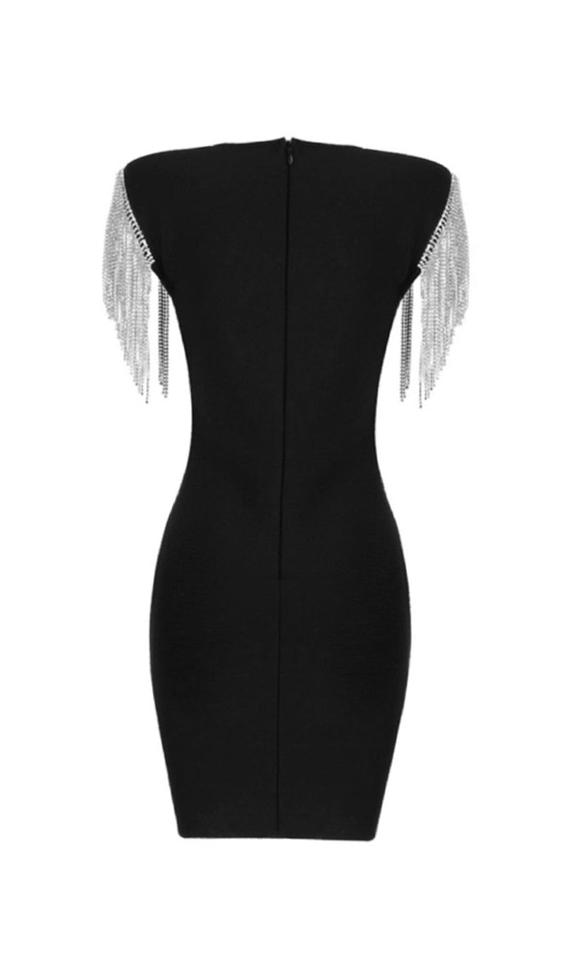 DIAMOND TASSEL KNITTED DRESS IN BLACK styleofcb 