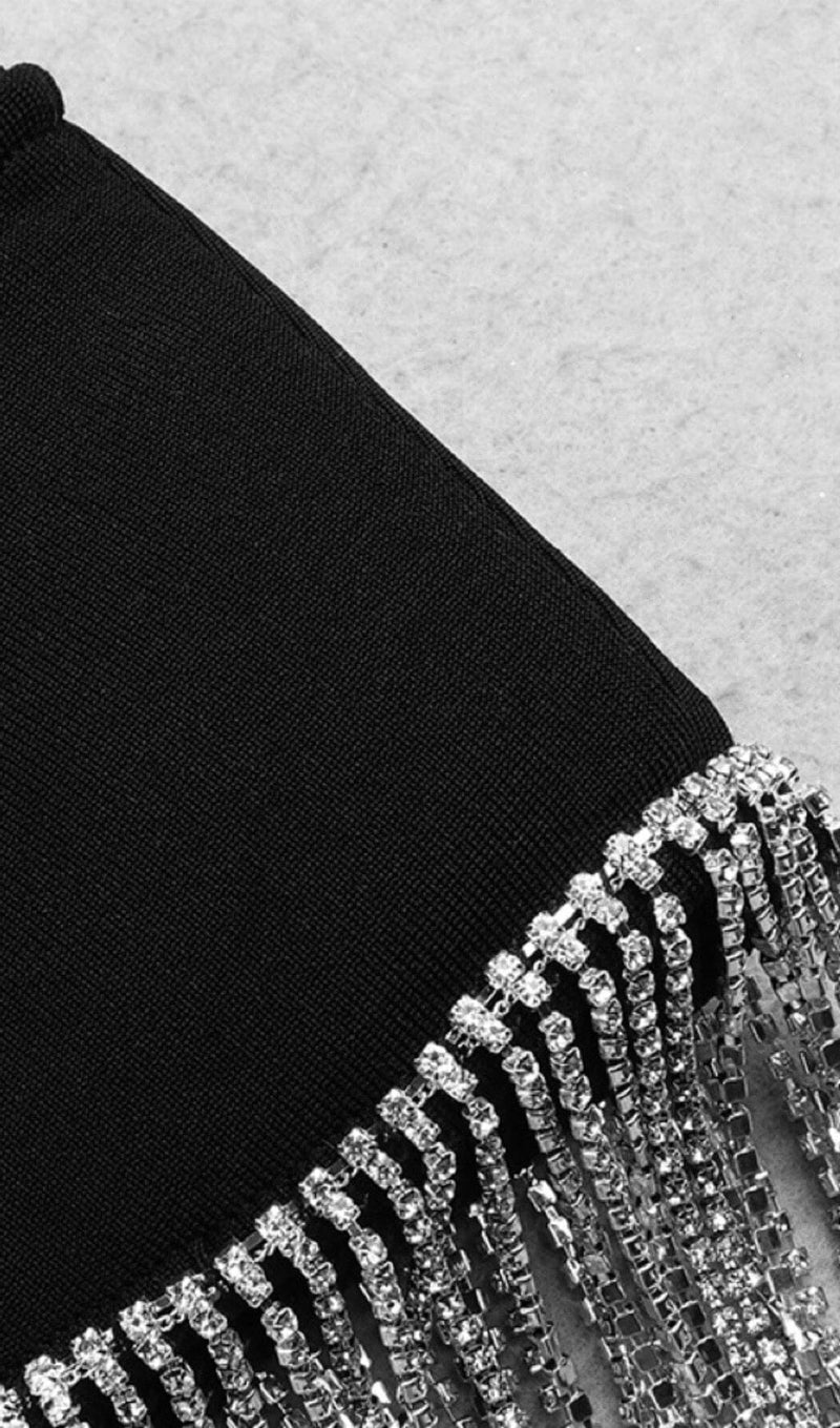 DIAMOND TASSEL KNITTED DRESS IN BLACK styleofcb 