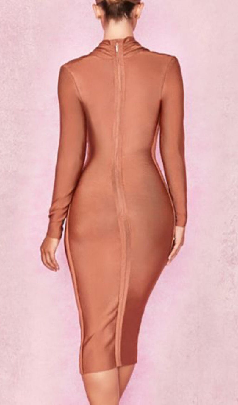 DARK V SKINNY DRESS IN CHOCOLATE styleofcb 
