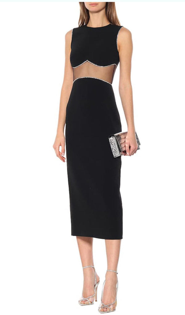 OPEN-WAISTED STITCHED BUTTOCK DRESS IN BLACK styleofcb 