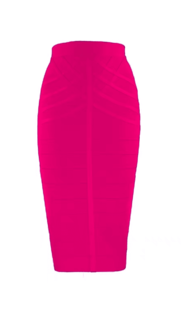 STRIPED TEXTURE KNITTED SKIRT IN ROSE HIGH-WAIST styleofcb 