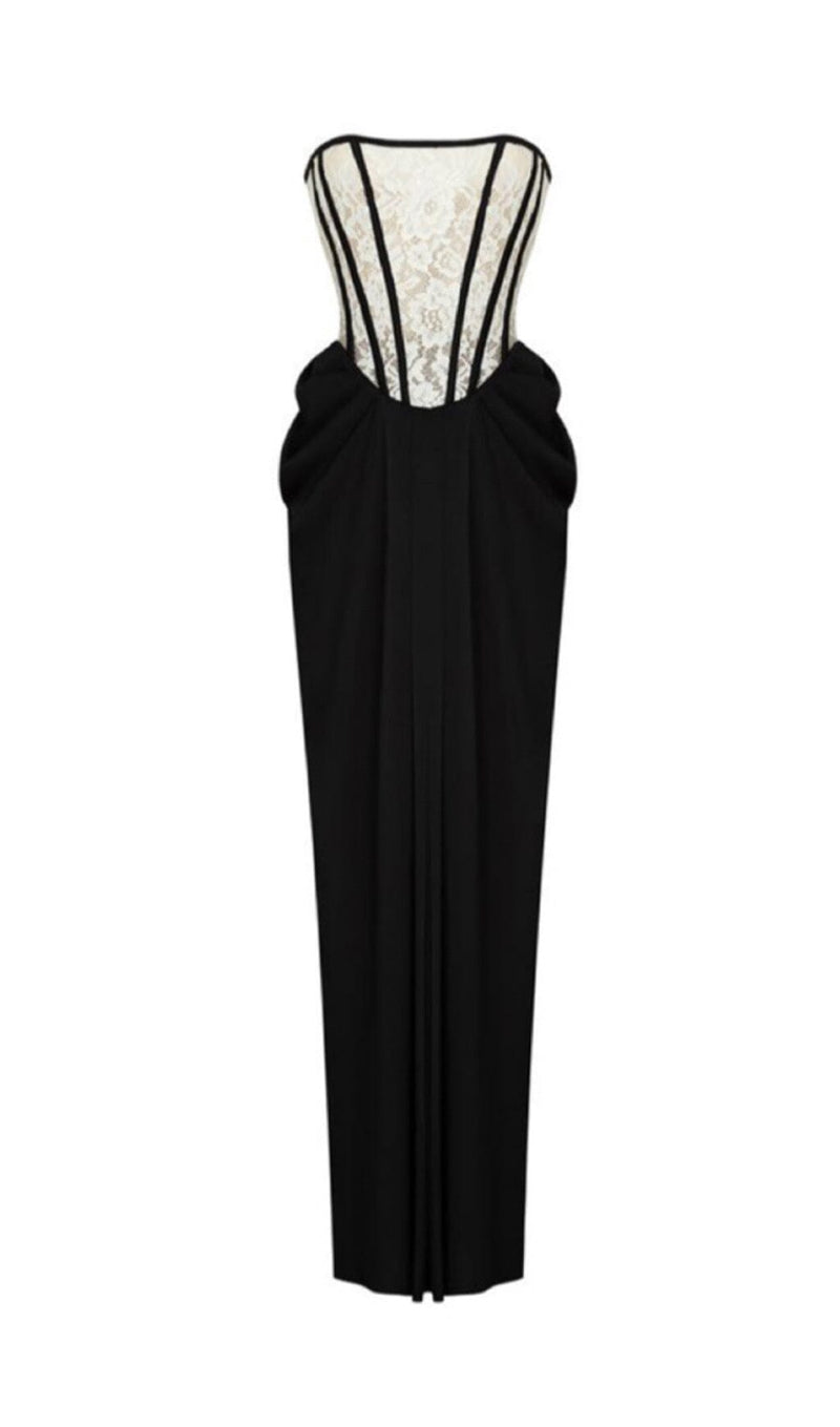  BANDEAU LACE STITCHED DRESS IN BLACK styleofcb 