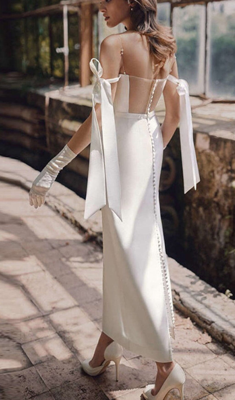 SATIN PEARL SUSPENDER MAXI DRESS IN WHITE styleofcb 