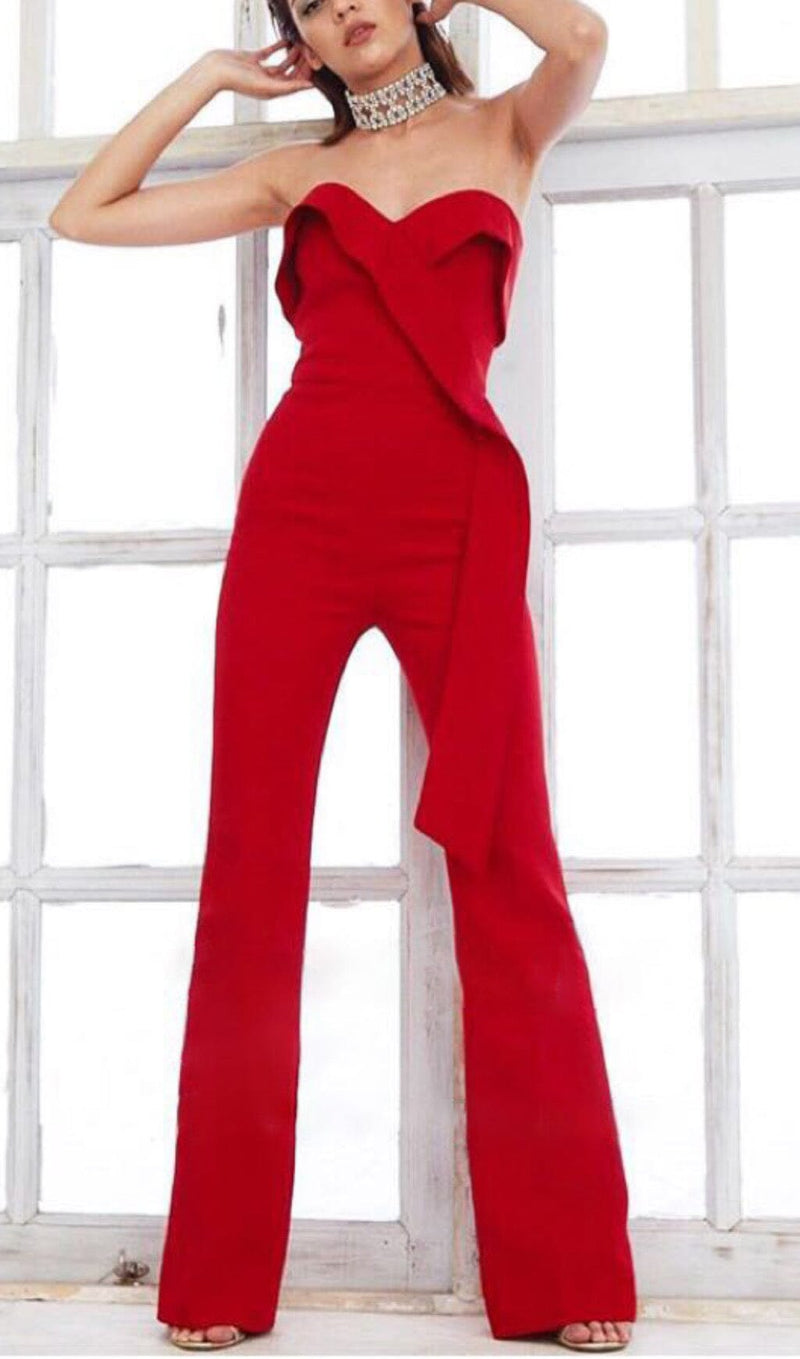 BANDEAU JUMPSUIT IN RED styleofcb 
