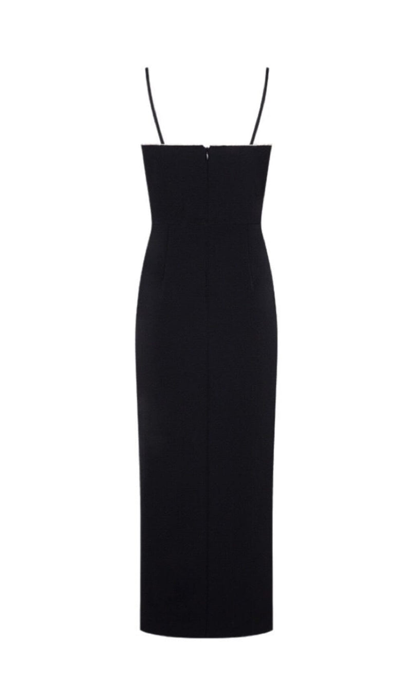 DOUBLE-BREASTED SUSPENDER DRESS IN BLACK styleofcb 