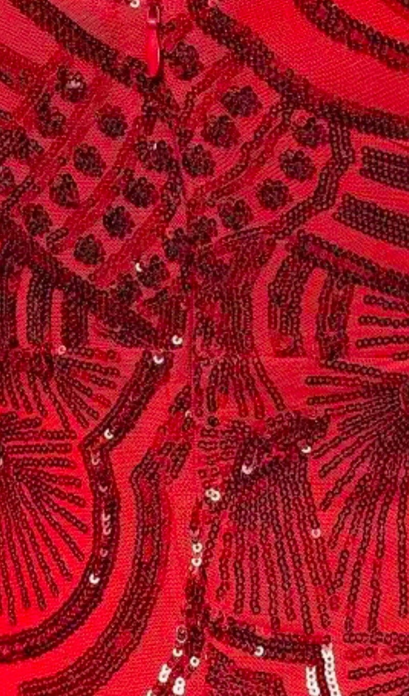 V-NECK SLEEVELESS SEQUINS MAXI DRESS IN RED styleofcb 