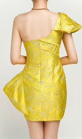 JACQUARD ONE SHOULDER MINI DRESS IN YELLOW Dresses styleofcb 