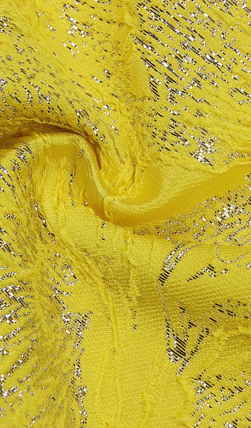 JACQUARD STRAPLESS MIDI DRESS IN YELLOW Dresses styleofcb 