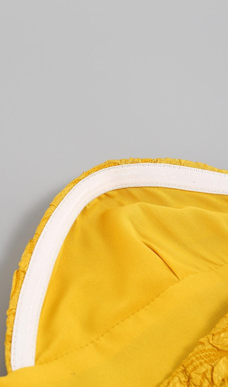 JACQUARD STRAPLESS MIDI DRESS IN YELLOW Dresses styleofcb 